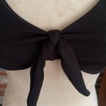Zaful  Black Faux Tie Front Ribbed Bikini Top Size S Photo 2