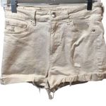 H&M High waist rise off white stretch distressed cuffed shorts size 6 womens Photo 0