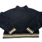 Nanette Lepore  Sweater Womens Medium Black Sherpa Wubby Mock‎ Neck Fleece Photo 2