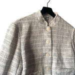 STAUD Tweed Cropped Jacket Cream Textured Cotton Blend Size Large Photo 2