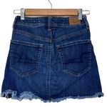 American Eagle  high rise mini dark wash zip sides blue denim skirt size 0 Photo 5