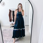 Mira Mikati Navy Blue Tiered Maxi Dress Photo 12