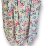 Vintage Dress Pastel Yellow Pink Granny Floral Printed Flowy Short Sleeve Midi Size M Photo 3