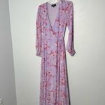 Lulu’s My Whole Heart Lavender Floral Print Long Sleeve Wrap Dress Size Small Purple Photo 5