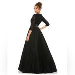 Mac Duggal Black Shimmering Pleated A-line 3/4 Sleeve Full Length Gown NWT Photo 1