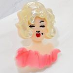 Beautiful Girl Brooch / Scarf Pin #141 Yellow Photo 1