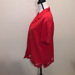 Sag Harbor  linen red embroidered lead button Down shirt Photo 4