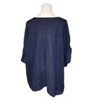 Elena Baddi 3X Linen Tunic Top Blue Oversized Italian Gauze Minimalist Photo 2