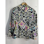 Womans Silk Land 2X Multicolor Geometric Open Front 3/4 Sleeve Lined Blazer Photo 1