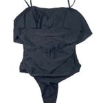 VIMPUENC Ruffle One Piece Swimsuit Womens Size XL Lace Up Back Detail Black Photo 0