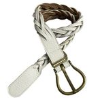 Johnny Farah Woven Leather Belt Red Womens Small Braided USA Brass Buckle 1.25" White Photo 0