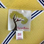Anthropologie  Fig & Flower Yellow Stripe Floral Convertible Sleeve Button Top M Photo 6