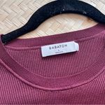 Babaton  maroon wine burgundy knit ribbed long‎ sleeve top Photo 2