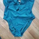 Bleu Rod Beattie 14 Ruffle Neck Halter One Piece Swim Suit in Pine Photo 7