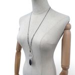 Ann Taylor  Factory Long Necklace Dark Blue Goldstone Pendant Boho Statement Photo 5