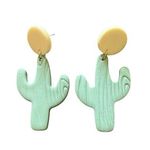 Cactus BAKED clay earrings Green Photo 0