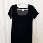 Oleg Cassini Cassini Women's Black Velvet Square Neck Short Sleeve Maxi Dress Size Medium Photo 1
