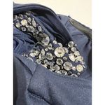 XScape Elegant Navy Blue Strapless Ruched Gown Embellished Waist Long Formal Evening Photo 11