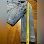 Sam Edelman Billie Oversized Trucker Jacket Med Rhinestone Embroidery Concert Photo 6