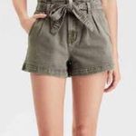 American Eagle Highest Rise Mom Shorts Green Tie Front Paperbag Style Photo 0