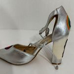 Cape Robbin Metallic Silver Block Heel Patches Flamingo Rainbow Sandals Size 8 Photo 7