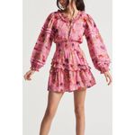Love Shack Fancy Clarkie Floral Smocked Mini Dress Pink Multi Size S Photo 2
