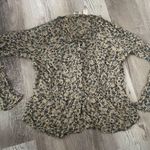 J. JILL Rayon Floral Tie Neck Bell Sleeve Shirt small Gray Photo 0