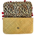 Betsey Johnson  Betseyville Playa de Betsey Studded Straw Pom-Pom Clutch Bag Photo 3