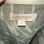 Drew Lina Tomei Italian green leaf drape neck sleeveless linen dress Photo 4