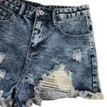 SheIn Acid Washed High Rise Raw Hem Distressed Denim Shorts Photo 77