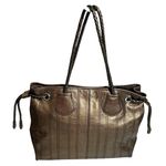 CELINE Authenticated Bronze Metallic Brown Leather Tote Shoulder Bag Carriage Photo 4