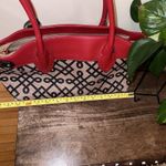 Spartina 449 Linen & Leather Handbag, Geometric Print East West Black Red & Tan Photo 10