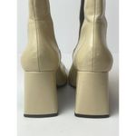 ZARA  Beige Patent Leather Square Toe Side Goring Heeled Ankle Boots Size 6‎ Photo 5
