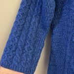 Carraigdonn Made in Ireland Blue Fit Flare Cable Knit Merino Wool Cardigan Photo 5