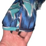 Banana Republic Petite Blue Ikat Riviera Blouse Bold Blue PM Medium Dress Shirt Photo 4