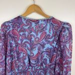 Jessica Simpson NWT‎  Laira Paisley Blouse Sz M Ruched Long Sleeve V Neck Cropped Photo 5