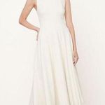 Vince  Paneled Crewneck Sleeveless Cream Midi Dress Size 6 Photo 0