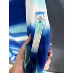 cha cha vente Top Layered Asymetrical Hilow Multi Blue Sheer Swimsuit Coverup XL Photo 4