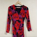 Veronica Beard  Alvaro red black silk floral long sleeve asymmetric midi dress 14 Photo 3