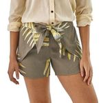 Patagonia  Garden Island Palm Leaf Print Tie Waist Shorts in Marrow Gray Sz L NEW Photo 0