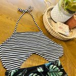 Cupshe Striped & Palm Leaf Cutout One Piece Size Medium Photo 4