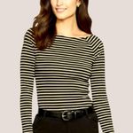 Ralph Lauren Metallic Gold Black Stripe Knit Top S Y2K Indie Sleaze Minimalist Photo 1