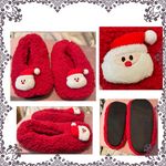 Red fleece Santa slippers Photo 1