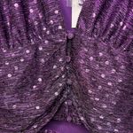 For Love & Lemons La Villette Purple Sparkle Deep V Shimmer Top Shirt Blouse Photo 2