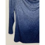 Roz & Ali Womens Ombre Animal Print Embroidered Swirls Blouse Blue Petite Medium Photo 7