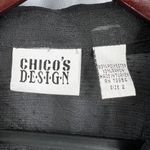 Chico's DESIGN Textured Button Down Shirt Black Long Sleeve Sheer Size 2 (Large) Photo 5