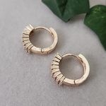 Gold Filled with Purple CZ Stones Huggie Hoop Earrings Photo 5