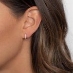 14K Gold Plated Cubic Zirconia Cuff Earrings Huggie Stud Photo 1