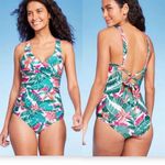 Kona Sol Swimsuit Large 12 14 Tropical Floral One Piece Tummy Control Cruise Photo 1