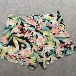SheIn High Waisted Black and Pink Floral Ruffle Shorts Photo 2